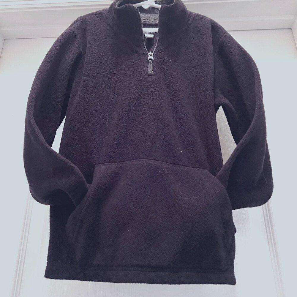 Children's Place Boy's Fleece Pull Over Jacket-Size 7-8-Side Hand Pockets-Black